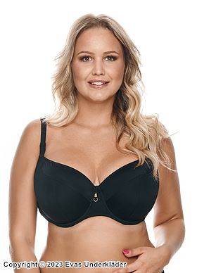 Bikini top with real bra cups, smooth and comfortable fabric, without pattern, D to M-cup